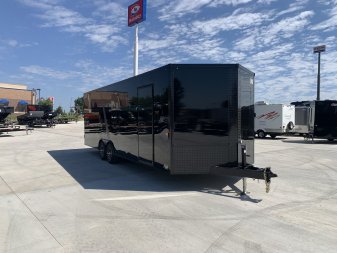 New NEW 2025 AERO 8.5x24 +2’V TALL 7’ .080 POLYCORE exterior BLACKOUT  EDITION - QUALITY Enclosed Rear Ramp Car Hauler Cargo Trailer