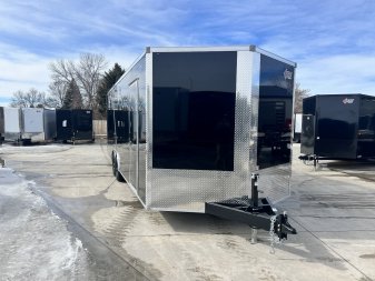 New NEW 2025 AERO 8.5x24 + 2’V, 7’ TALL, WHITE Interior, QUALITY Enclosed Rear Ramp Car Hauler Cargo Trailer