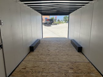 New NEW 2025 AERO 8.5x24 + 2’V, 7’ TALL, WHITE Interior, QUALITY Enclosed Rear Ramp Car Hauler Cargo Trailer