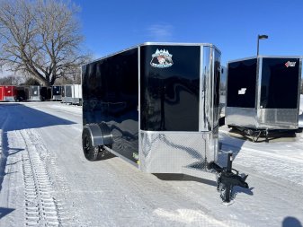 New 2025 R&M (Bighorn) 5x10  +2’V Nose Rear Ramp Enclosed Cargo