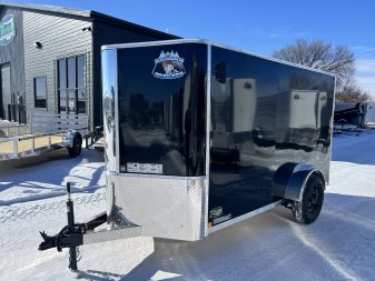 New 2025 R&M (Bighorn) 5x10  +2’V Nose Rear Ramp Enclosed Cargo