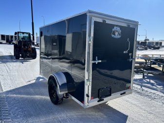 New 2025 R&M (Bighorn) 5x10  +2’V Nose Rear Ramp Enclosed Cargo