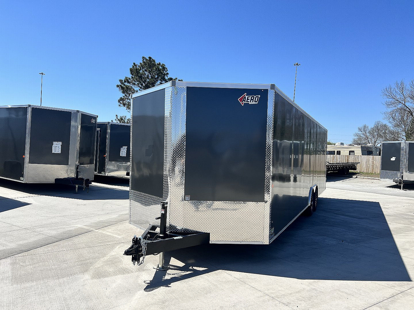 New NEW 2026 AERO 8.5x28 +2’V, 7’ TALL, WHITE Interior, QUALITY Enclosed Rear Ramp Car Hauler Cargo Trailer