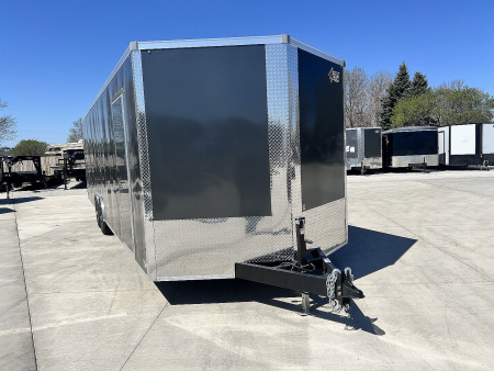 New NEW 2026 AERO 8.5x28 +2’V, 7’ TALL, WHITE Interior, QUALITY Enclosed Rear Ramp Car Hauler Cargo Trailer