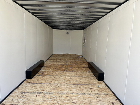 New NEW 2026 AERO 8.5x28 +2’V, 7’ TALL, WHITE Interior, QUALITY Enclosed Rear Ramp Car Hauler Cargo Trailer