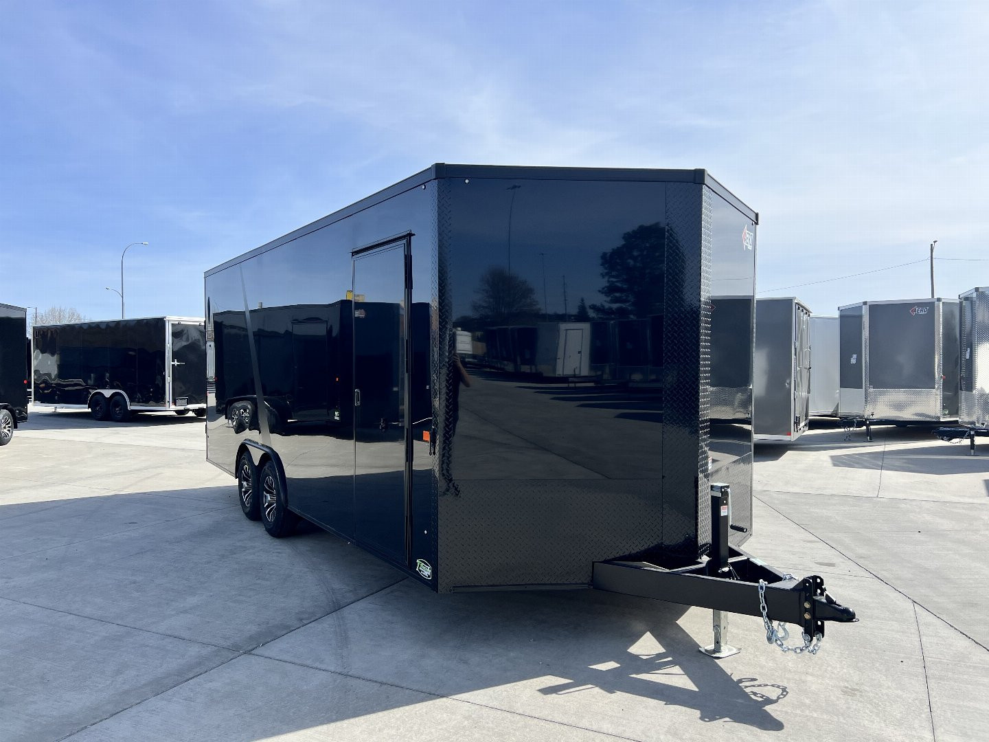 New 2025 AERO 8.5x20 +2’V 7' TALL WHITE Interior 4'X4' ESCAPE DOOR, BLACKOUT  EDITION QUALITY .080 Poly Core Enclosed Rear Ramp Car Hauler Cargo Trailer