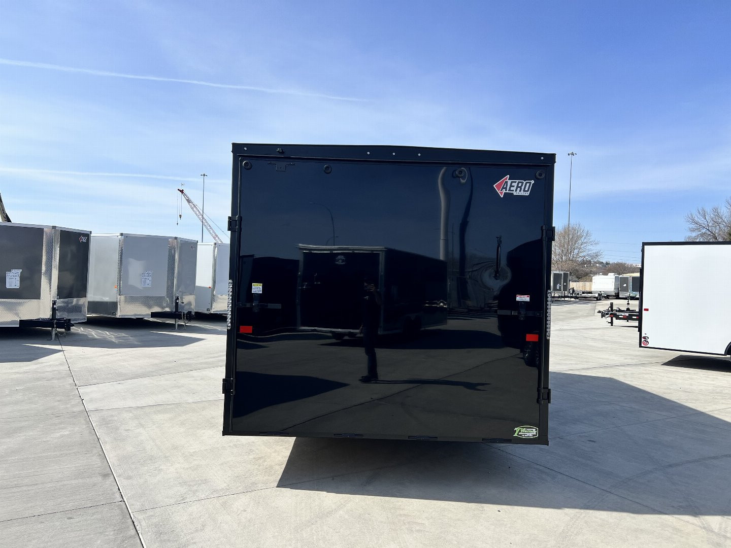 New 2025 AERO 8.5x20 +2’V 7' TALL WHITE Interior 4'X4' ESCAPE DOOR, BLACKOUT  EDITION QUALITY .080 Poly Core Enclosed Rear Ramp Car Hauler Cargo Trailer