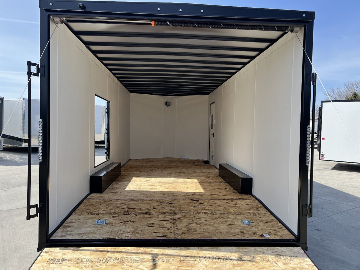 New 2025 AERO 8.5x20 +2’V 7' TALL WHITE Interior 4'X4' ESCAPE DOOR, BLACKOUT  EDITION QUALITY .080 Poly Core Enclosed Rear Ramp Car Hauler Cargo Trailer