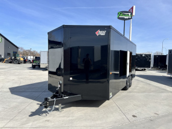 New 2025 AERO 8.5x20 +2’V 7' TALL WHITE Interior 4'X4' ESCAPE DOOR, BLACKOUT  EDITION QUALITY .080 Poly Core Enclosed Rear Ramp Car Hauler Cargo Trailer