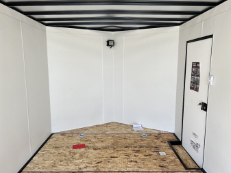 New 2025 AERO 8.5x20 +2’V 7' TALL WHITE Interior 4'X4' ESCAPE DOOR, BLACKOUT  EDITION QUALITY .080 Poly Core Enclosed Rear Ramp Car Hauler Cargo Trailer