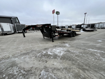 New 2025 H&H Gooseneck POWER TILT 24' 2-7000lb  axles=14K DRIVE OVER FENDER Car Hauler Trailer
