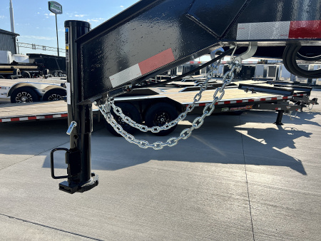 New 2025 H&H Gooseneck POWER TILT 24' 2-7000lb  axles=14K DRIVE OVER FENDER Car Hauler Trailer