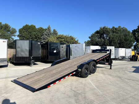 New 2025 H&H Gooseneck POWER TILT 24' 2-7000lb  axles=14K DRIVE OVER FENDER Car Hauler Trailer