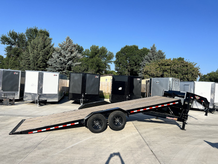 New 2025 H&H Gooseneck POWER TILT 24' 2-7000lb  axles=14K DRIVE OVER FENDER Car Hauler Trailer