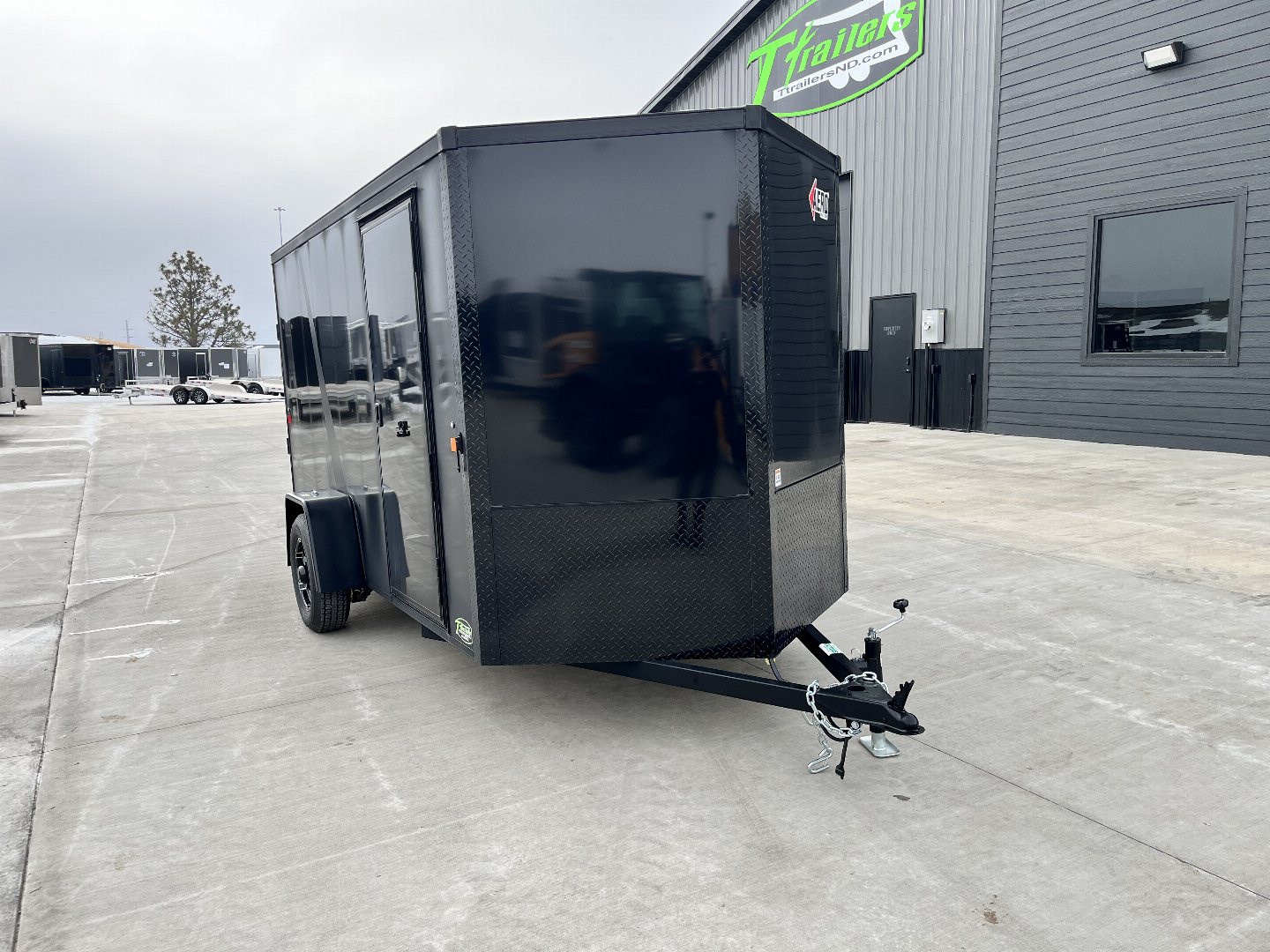 New NEW 2025 AERO 6x12 +2V BLACKOUT Edition, White Interior, QUALITY Enclosed Rear Ramp Cargo Trailer