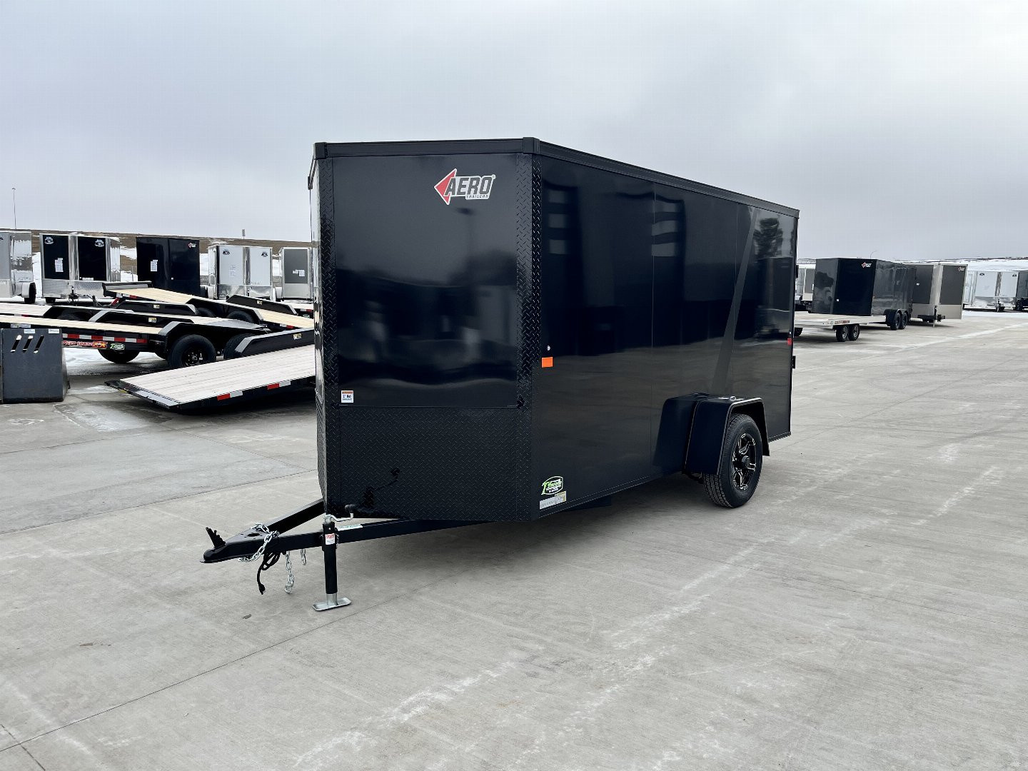 New NEW 2025 AERO 6x12 +2V BLACKOUT Edition, White Interior, QUALITY Enclosed Rear Ramp Cargo Trailer