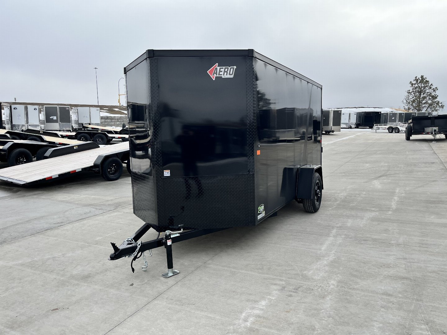 New NEW 2025 AERO 6x12 +2V BLACKOUT Edition, White Interior, QUALITY Enclosed Rear Ramp Cargo Trailer