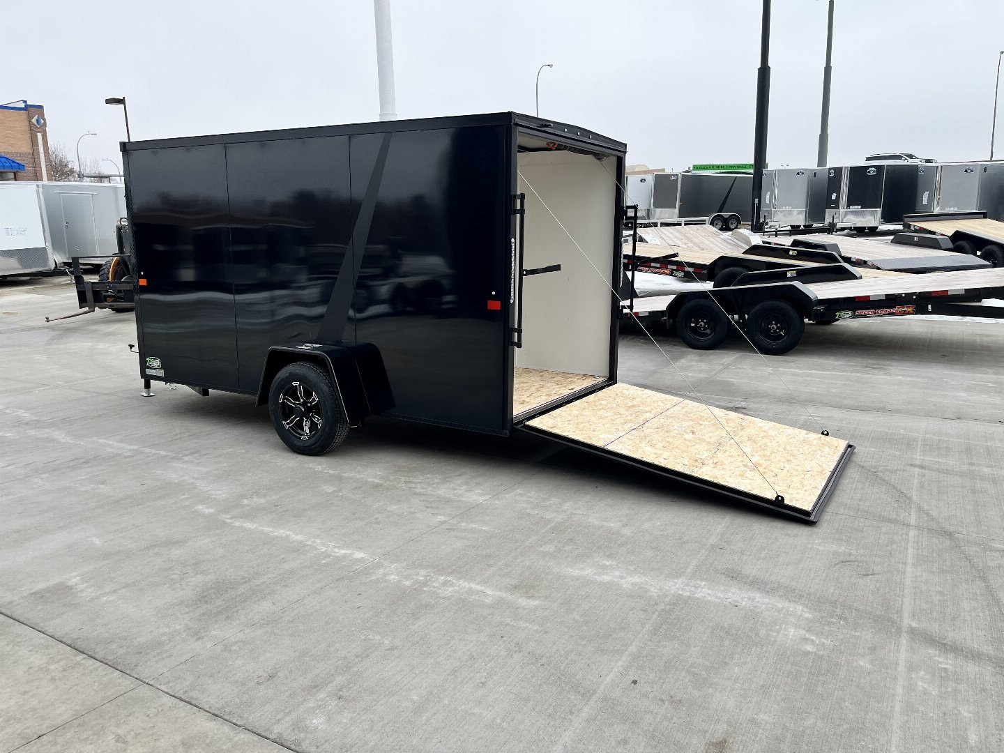 New NEW 2025 AERO 6x12 +2V BLACKOUT Edition, White Interior, QUALITY Enclosed Rear Ramp Cargo Trailer