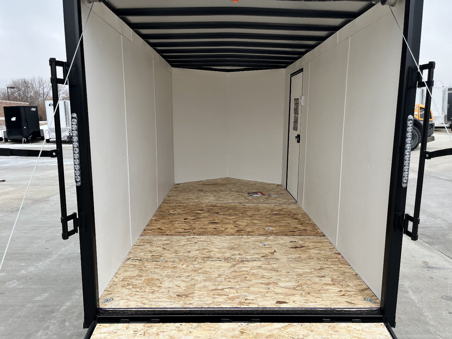 New NEW 2025 AERO 6x12 +2V BLACKOUT Edition, White Interior, QUALITY Enclosed Rear Ramp Cargo Trailer