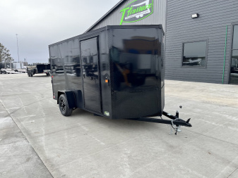 New NEW 2025 AERO 6x12 +2V BLACKOUT Edition, White Interior, QUALITY Enclosed Rear Ramp Cargo Trailer