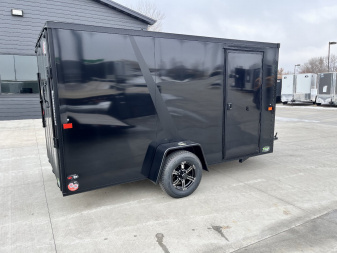 New NEW 2025 AERO 6x12 +2V BLACKOUT Edition, White Interior, QUALITY Enclosed Rear Ramp Cargo Trailer