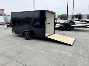 New NEW 2025 AERO 6x12 +2V BLACKOUT Edition, White Interior, QUALITY Enclosed Rear Ramp Cargo Trailer
