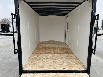 New NEW 2025 AERO 6x12 +2V BLACKOUT Edition, White Interior, QUALITY Enclosed Rear Ramp Cargo Trailer