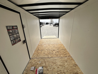 New NEW 2025 AERO 6x12 +2V BLACKOUT Edition, White Interior, QUALITY Enclosed Rear Ramp Cargo Trailer