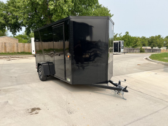 New NEW 2025 AERO 6x12 +2V BLACKOUT Edition, White Interior, QUALITY Enclosed Rear Ramp Cargo Trailer