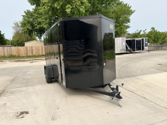 New NEW 2025 AERO 6x12 +2V BLACKOUT Edition, White Interior, QUALITY Enclosed Rear Ramp Cargo Trailer
