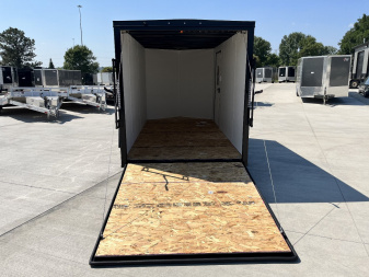 New NEW 2025 AERO 6x12 +2V BLACKOUT Edition, White Interior, QUALITY Enclosed Rear Ramp Cargo Trailer