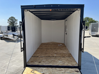 New NEW 2025 AERO 6x12 +2V BLACKOUT Edition, White Interior, QUALITY Enclosed Rear Ramp Cargo Trailer