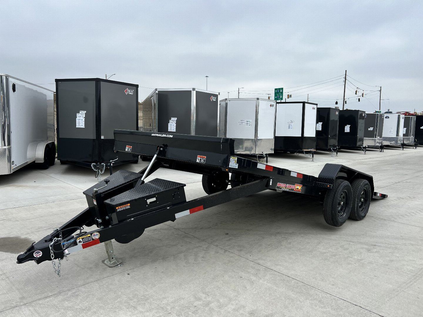 New NEW 2025 H&H Speedloader 18’ POWER TILT 2-3500 lb axles=7K winch plate Tilt Trailer