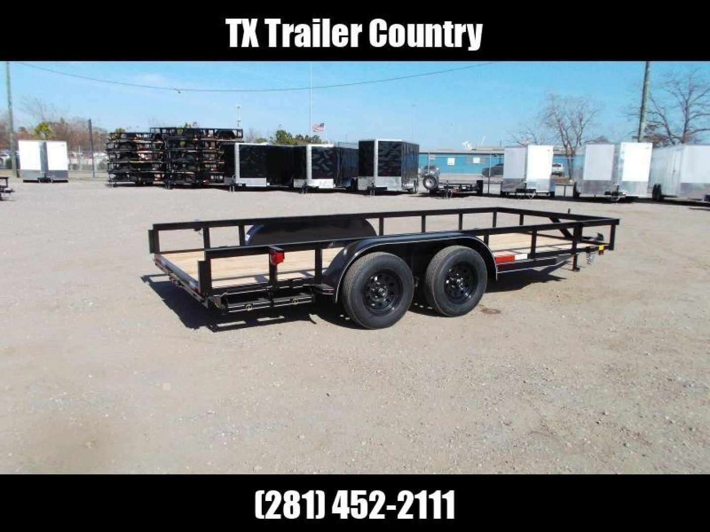 New 2024 J&C Trailers 77x16 Utility Trailer / Lowboy Trailer / No Gate or Ramps