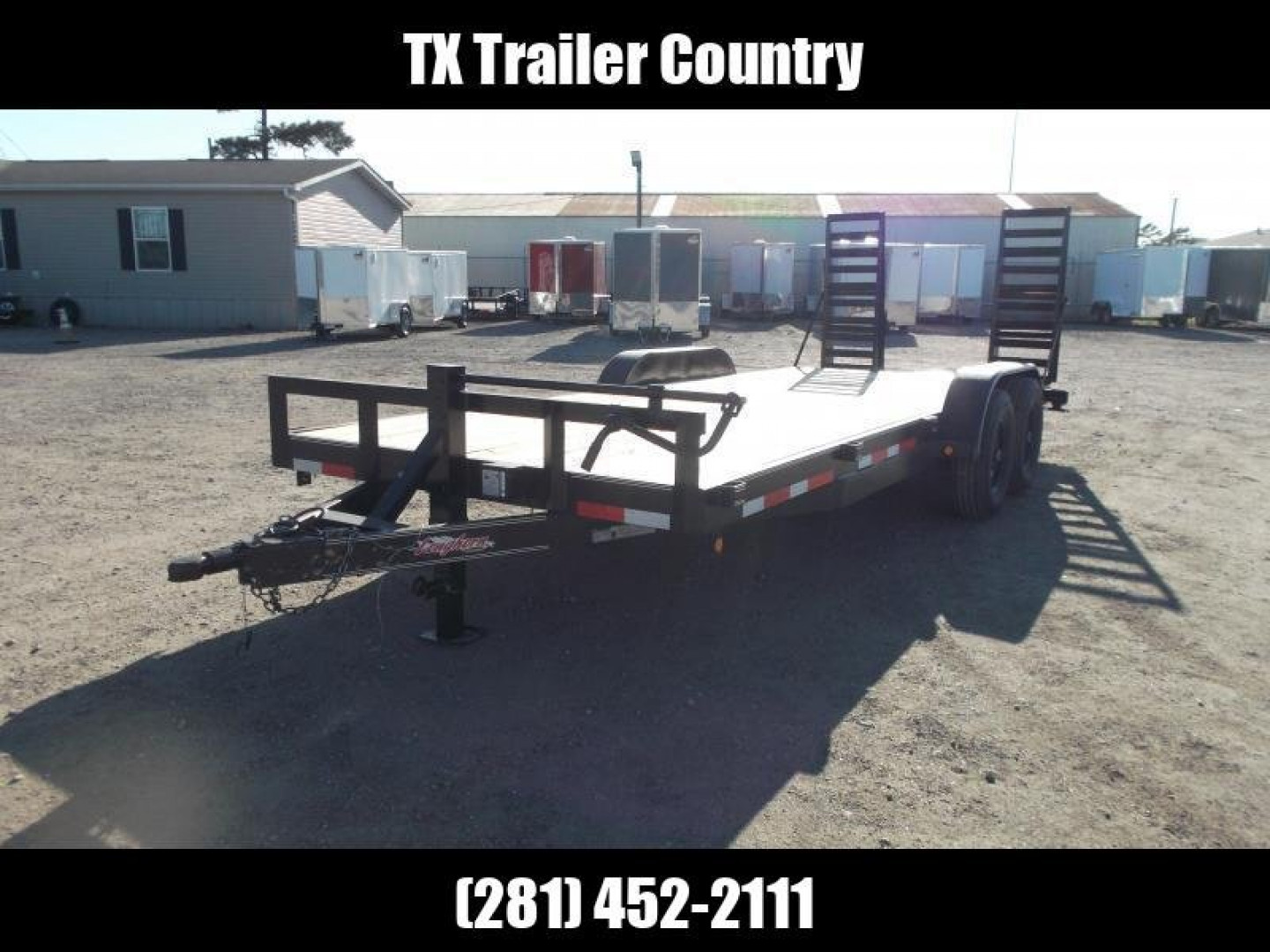 New 2024 J&C Trailers 83x20 Tandem Axle 14K Car Hauler / Equipment Trailer / Flat Deck / 7000# Axles / 10K Jack / 2ft Dovetail / 5ft HD Stand Up Ramps