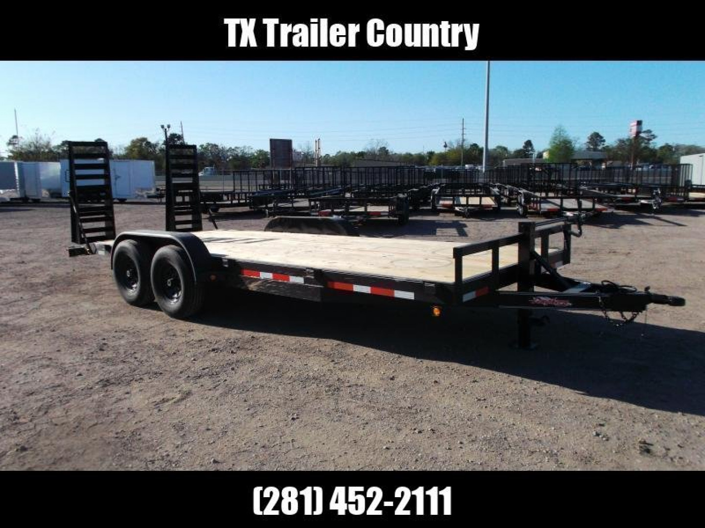 New 2024 J&C Trailers 83x20 Tandem Axle 14K Car Hauler / Equipment Trailer / Flat Deck / 7000# Axles / 10K Jack / 2ft Dovetail / 5ft HD Stand Up Ramps