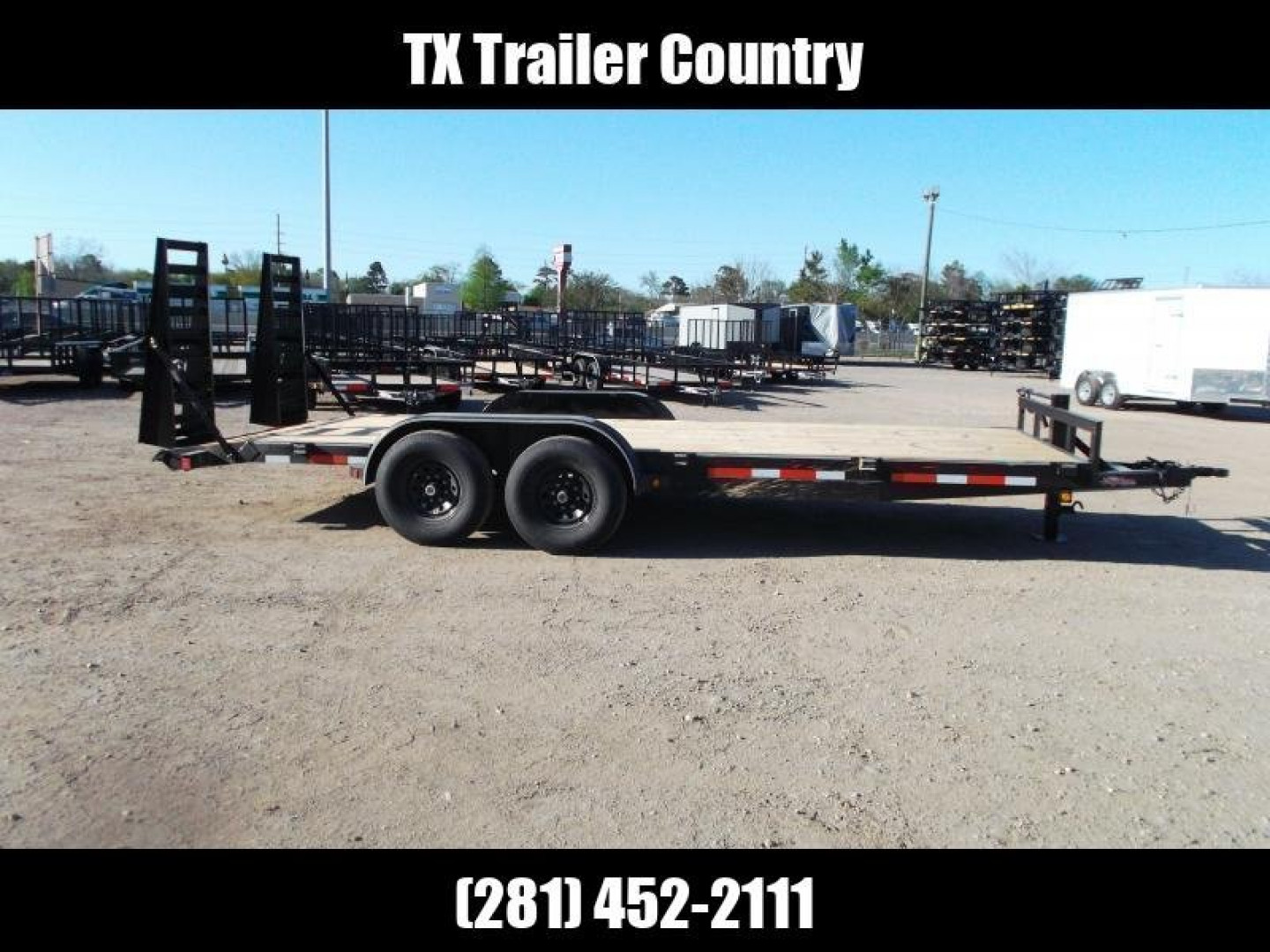 New 2024 J&C Trailers 83x20 Tandem Axle 14K Car Hauler / Equipment Trailer / Flat Deck / 7000# Axles / 10K Jack / 2ft Dovetail / 5ft HD Stand Up Ramps