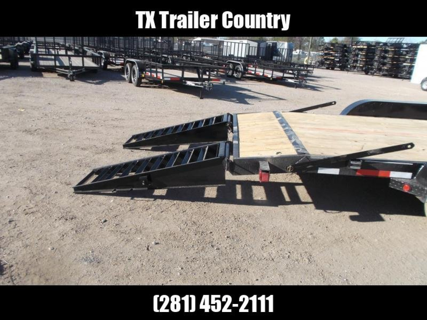New 2024 J&C Trailers 83x20 Tandem Axle 14K Car Hauler / Equipment Trailer / Flat Deck / 7000# Axles / 10K Jack / 2ft Dovetail / 5ft HD Stand Up Ramps