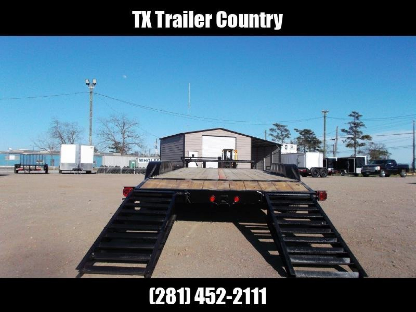 New 2024 J&C Trailers 83x20 Tandem Axle 14K Car Hauler / Equipment Trailer / Flat Deck / 7000# Axles / 10K Jack / 2ft Dovetail / 5ft HD Stand Up Ramps
