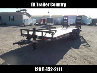 New 2024 J&C Trailers 83x20 Tandem Axle 14K Car Hauler / Equipment Trailer / Flat Deck / 7000# Axles / 10K Jack / 2ft Dovetail / 5ft HD Stand Up Ramps