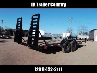 New 2024 J&C Trailers 83x20 Tandem Axle 14K Car Hauler / Equipment Trailer / Flat Deck / 7000# Axles / 10K Jack / 2ft Dovetail / 5ft HD Stand Up Ramps