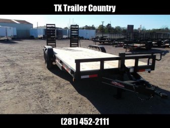 New 2024 J&C Trailers 83x20 Tandem Axle 14K Car Hauler / Equipment Trailer / Flat Deck / 7000# Axles / 10K Jack / 2ft Dovetail / 5ft HD Stand Up Ramps