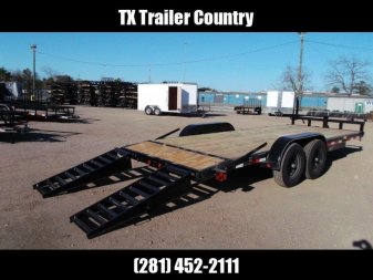 New 2024 J&C Trailers 83x20 Tandem Axle 14K Car Hauler / Equipment Trailer / Flat Deck / 7000# Axles / 10K Jack / 2ft Dovetail / 5ft HD Stand Up Ramps