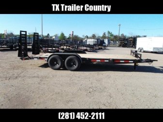 New 2024 J&C Trailers 83x20 Tandem Axle 14K Car Hauler / Equipment Trailer / Flat Deck / 7000# Axles / 10K Jack / 2ft Dovetail / 5ft HD Stand Up Ramps