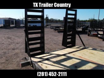 New 2024 J&C Trailers 83x20 Tandem Axle 14K Car Hauler / Equipment Trailer / Flat Deck / 7000# Axles / 10K Jack / 2ft Dovetail / 5ft HD Stand Up Ramps