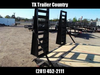 New 2024 J&C Trailers 83x20 Tandem Axle 14K Car Hauler / Equipment Trailer / Flat Deck / 7000# Axles / 10K Jack / 2ft Dovetail / 5ft HD Stand Up Ramps