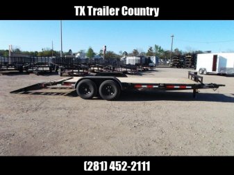 New 2024 J&C Trailers 83x20 Tandem Axle 14K Car Hauler / Equipment Trailer / Flat Deck / 7000# Axles / 10K Jack / 2ft Dovetail / 5ft HD Stand Up Ramps
