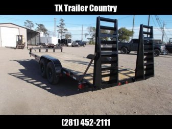 New 2024 J&C Trailers 83x20 Tandem Axle 14K Car Hauler / Equipment Trailer / Flat Deck / 7000# Axles / 10K Jack / 2ft Dovetail / 5ft HD Stand Up Ramps