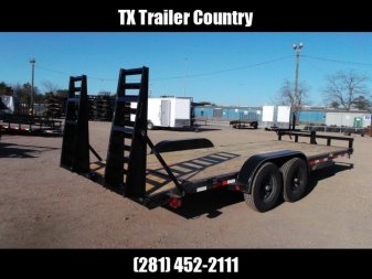 New 2024 J&C Trailers 83x20 Tandem Axle 14K Car Hauler / Equipment Trailer / Flat Deck / 7000# Axles / 10K Jack / 2ft Dovetail / 5ft HD Stand Up Ramps