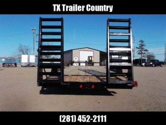 New 2024 J&C Trailers 83x20 Tandem Axle 14K Car Hauler / Equipment Trailer / Flat Deck / 7000# Axles / 10K Jack / 2ft Dovetail / 5ft HD Stand Up Ramps